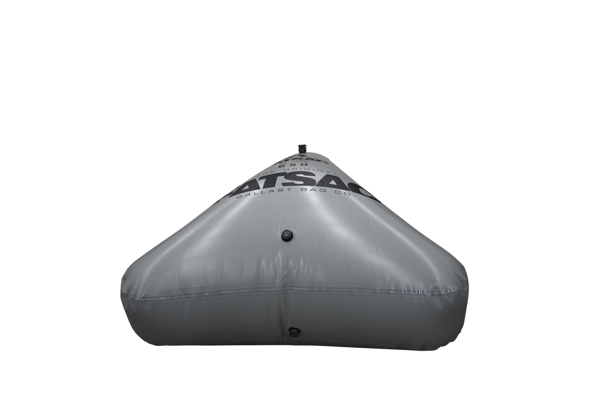 Gray Open Bow Triangle 650 lbs. buoy, perfect for wakesurfing.