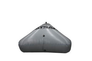 Gray Open Bow Triangle 650 lbs. buoy, perfect for wakesurfing.