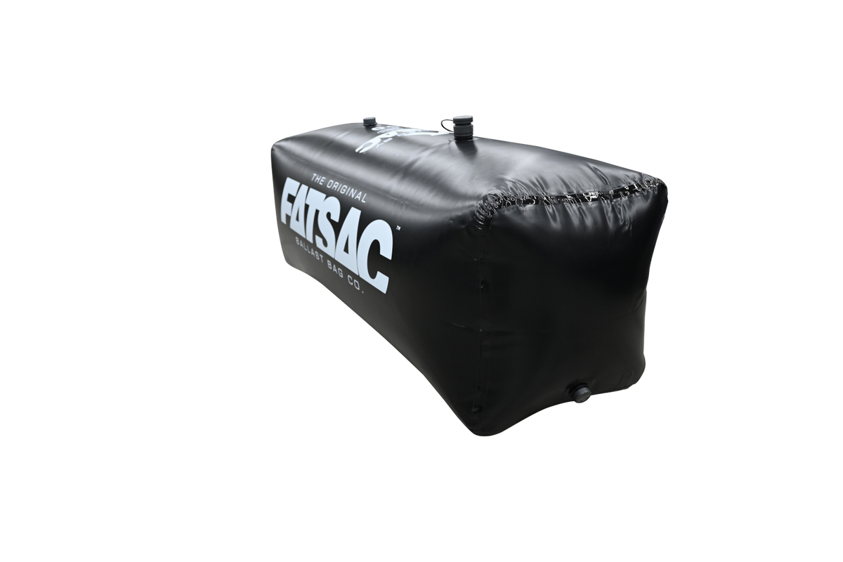 Black rectangular FatSac W707 inflatable bag with custom printing.