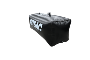 Black rectangular FatSac W707 inflatable bag with custom printing.