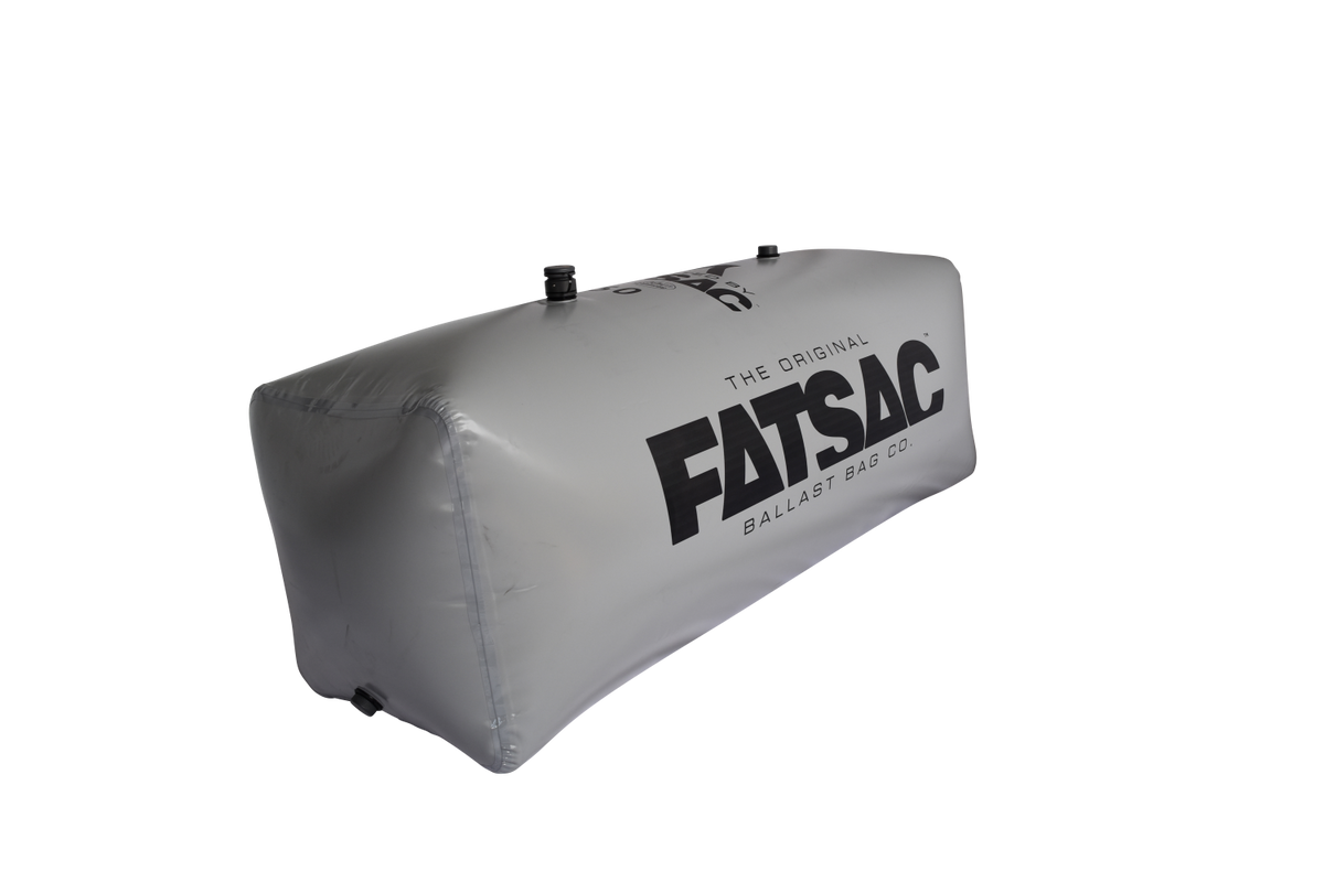 Gray FatSac High Flow 750 lbs ballast with two black valves, ideal for wakesurfing.