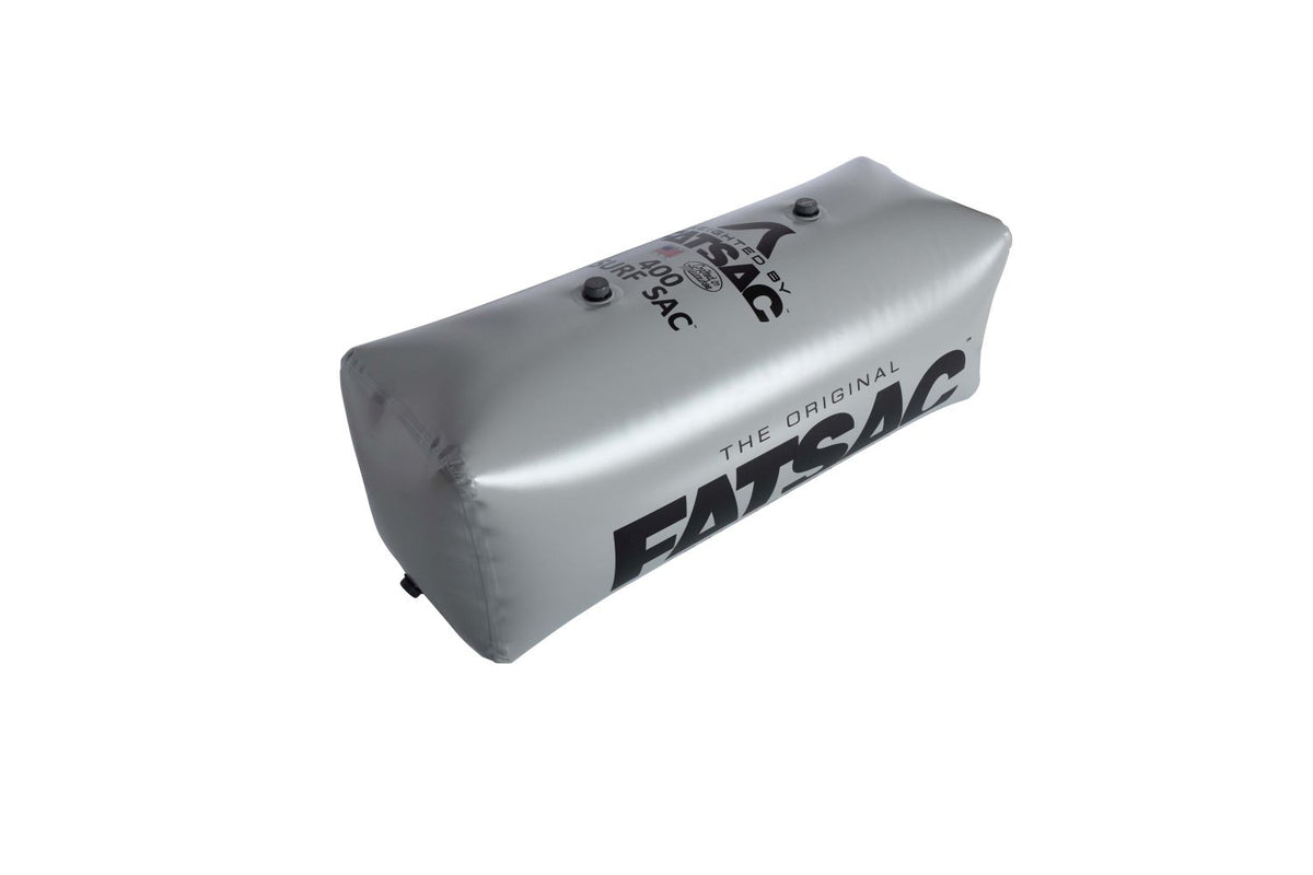 Gray rectangular V-drive Surf Sac with extra valve ballast and black caps on top.