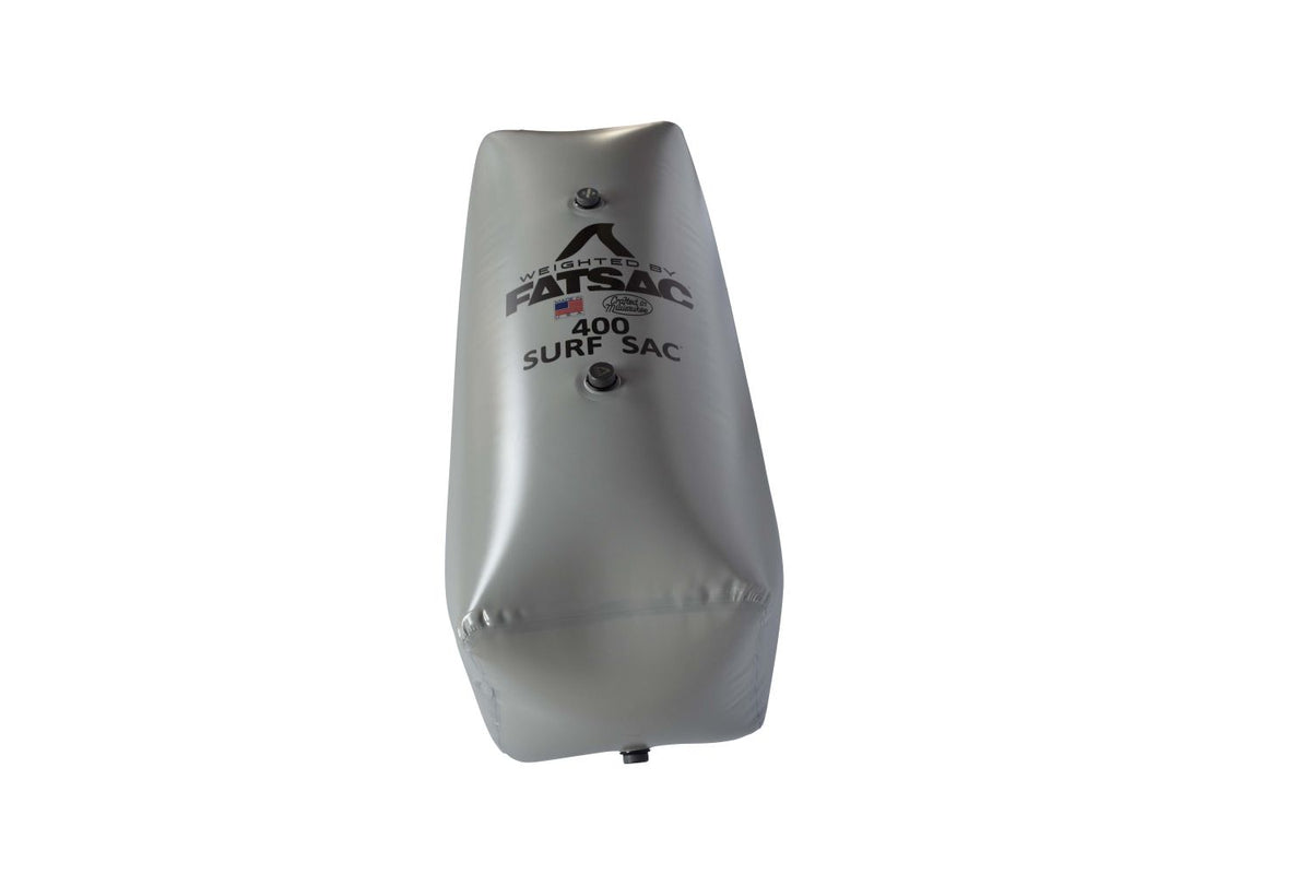 Gray inflatable V-drive Surf Sac 400 lbs. FACTORY 2ND with logo and extra valve for ballast.