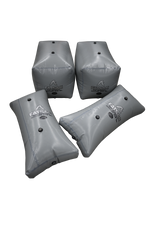Four gray inflatable seat cushion bags from the MasterCraft X-STAR Ballast Kit.