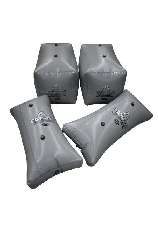 Four gray inflatable seat cushion bags from the MasterCraft X-STAR Ballast Kit.