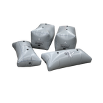 Four gray inflatable bags with valve fittings for MasterCraft X-STAR Ballast Kit (W715).