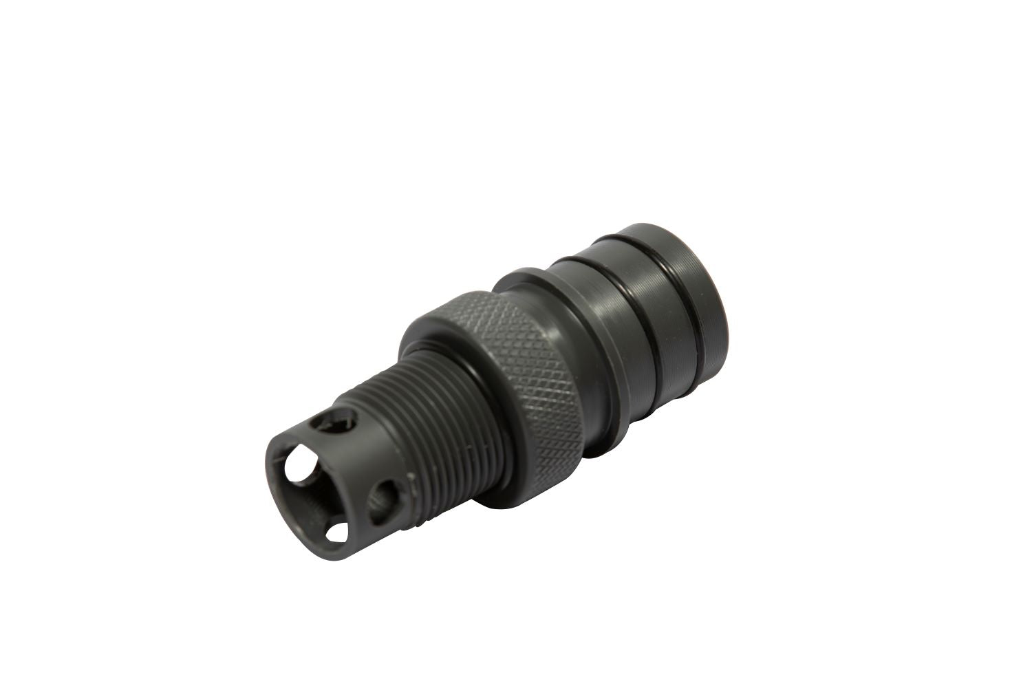 A gray metal 1-1/2 QC fitting (W775-SS), cylindrical with a textured surface.