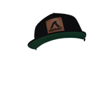 Black FatSac Snap Back with leather patch on front (W966-BLACK).