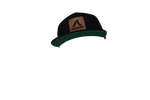 Black FatSac Snap Back with leather patch on front (W966-BLACK).