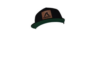 Black FatSac Snap Back with leather patch on front (W966-BLACK).
