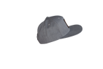 Gray FatSac Snap Back (W966-GRAY) with flat brim and leather patch, side angle.