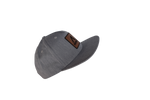 Gray FatSac Snap Back (W966-GRAY) with a brown leather patch on the front.
