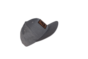 Gray FatSac Snap Back (W966-GRAY) with a brown leather patch on the front.