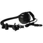 Fatsac black electric air pump with hose, nozzles, and Bungee Marine Cable.