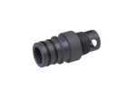 Black grooved cylinder with a 1 1/8in Sac Valve (W743-SS) at one end.