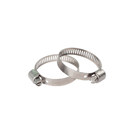 Two 1-1/2” worm drive hose clamps, ideal for securing a ballast hose.