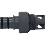 3/4 Quick Connect - Sac Valve Threads (W736-SS) with ribbed and threaded black plastic connector.