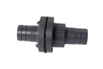 1 Barbed In-line Check Valve (W753), gray with ribbed connectors, metal bolts, and FatSac fittings.