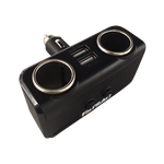 Dual Socket (S1005) black car charger has a dual-USB port for two devices.