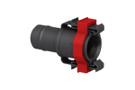 A Flow-Rite 3/4 Straight Quick Connect Socket (W740) with red clip and black cylinder design.