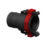 3D rendering of a Flow-Rite 1-1/8 Straight Quick Connect Socket (W741) with red lock.