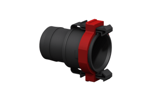 3D rendering of a Flow-Rite 1-1/8 Straight Quick Connect Socket (W741) with red lock.