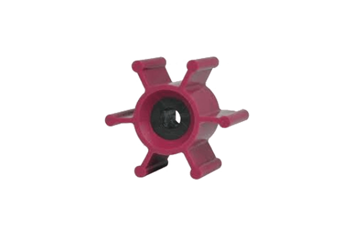 Jabsco King Pump Impeller (52402): Similar to OEM, red 6-spoke rotor, black center on white.