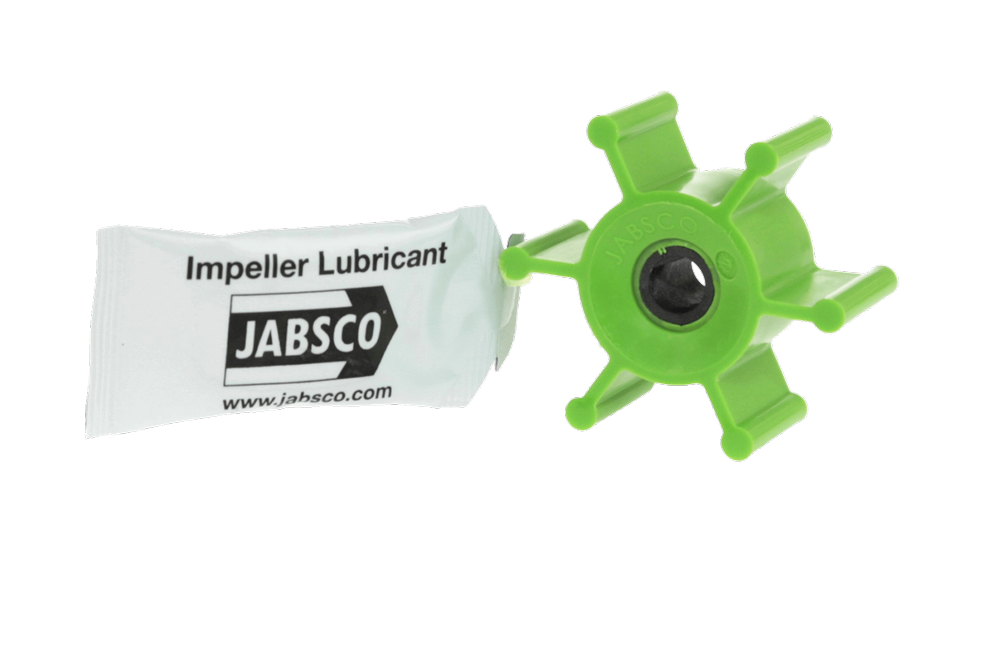 Jabsco Puppy Pump Impeller (52403) with lubricant on a white background.