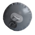 Gray inflatable Fatsac mini bumper with handle, adjustable dial.