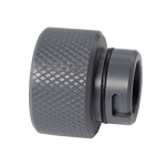 Black knurled Male Quick Connect-Tsunami Pump Thread (W734) with ridged surface.
