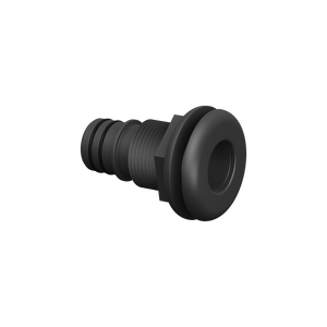 Isolated Thru-Hull, Threaded, Flanged black plastic connector, 1-1/8in (S1003).