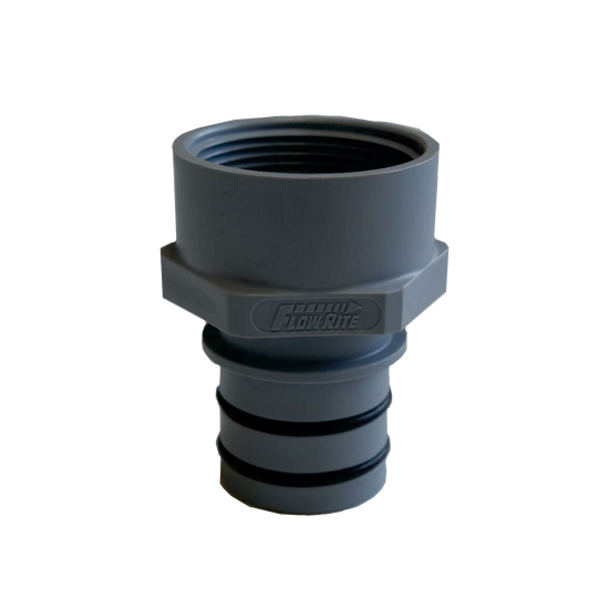 Flow-Rite QC Tallulah Pump Fitting (S1006), gray, plastic, ribbed design.