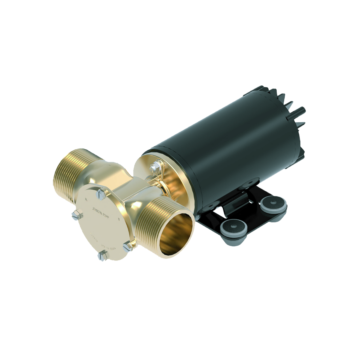 Johnson Tallulah HF Pump (S2001), 30 GPM, brass and black, with pipe fittings.