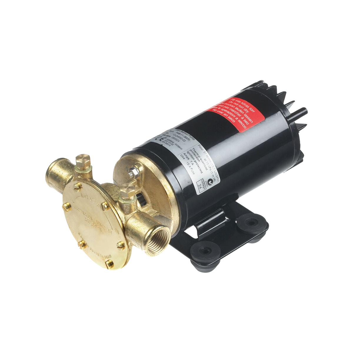 Johnson Tallulah Pump (13.5 GPM) (S2002) in brass/black, reversible with base and label.