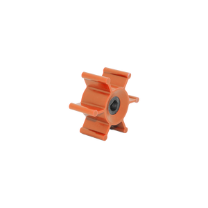 Johnson Tallulah S2004: 6-blade orange plastic wheel for MC97 use, central hole, isolated.