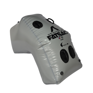 Gray inflatable ballast bag with FATSAC logo, black valves, fits Yamaha 27 Model Bag (C1326).