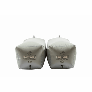 Two Nautique 900lb PNP bags, gray with barbed suction fittings, shown front view.
