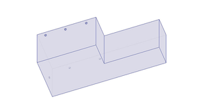 Wireframe view of the Tige 84 Custom Portside Surf Sac (W005-P), L-shaped, fittings not included.