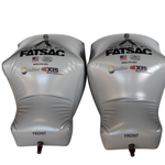 Two gray FatSac bags, labeled FRONT, with 1-1/8 QC Fittings.