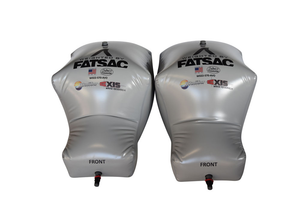 Two gray FatSac bags, labeled FRONT, with 1-1/8 QC Fittings.