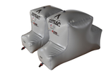 Two MALIBU PNP REAR SACS, 650 lbs each, in gray with FRONT and QC fittings at the base.