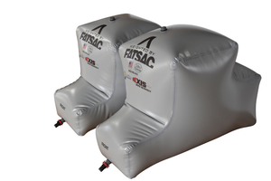 Two MALIBU PNP REAR SACS, 650 lbs each, in gray with FRONT and QC fittings at the base.