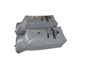 Two gray MALIBU & AXIS PNP Rear Sacs with logos and fill valves.