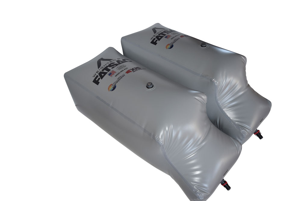 Two grey FATSAC 400 lb bags for MALIBU & AXIS water sports boats.