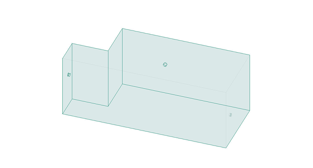 Wireframe of AXIS PNP REAR SAC with L-extrusion and quick connect fittings.