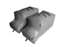 AXIS PNP gray rear ballast bag, 900 lbs, with quick connect fittings and logo.