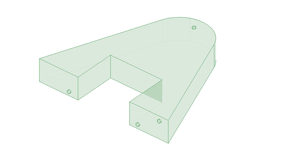Wireframe view of the AXIS WAKE PNP BOW SAC, rounded edges, ideal for plug-and-play display.