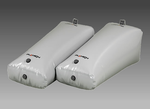 Two Nautique Wedge Fat Sac gray ballast bags with nozzles, ideal for V-Drive boats.