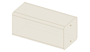 Isometric view of the Rear Gravity Games sac (W841): rounded edges, 42x19x19 cm, 2 circular holes.