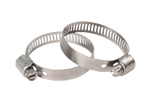 Two 316 Ss Worm-drive hose clamps in silver.